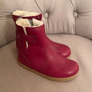 SOLD - Red Leather Ankle Boots for Kids